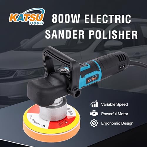 KATSU Tools Polisseuse orbitale aléatoire – Puissance 800 W, Double action, 6 vitesses variables, pour le detailing de l