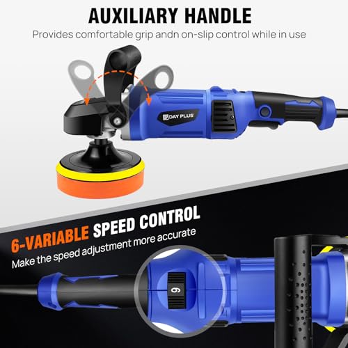 Machine à polir rotative pour voiture 1400W 800-3500 RPM avec 26 tampons et 6 vitesses variables pour polir les voitures