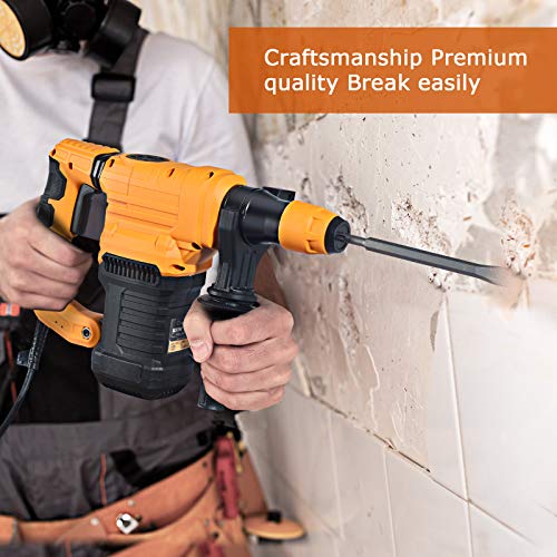 Marteau perforateur SDS-Plus 1500W 4 Fonctions en 1, Poignée Anti-Vibration & Embraage de Sécurité, 3900BPM 32mm, avec B